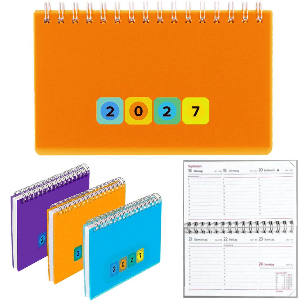 Herlitz Schreibtischkalender Mini Protect 2027 neon-orange
