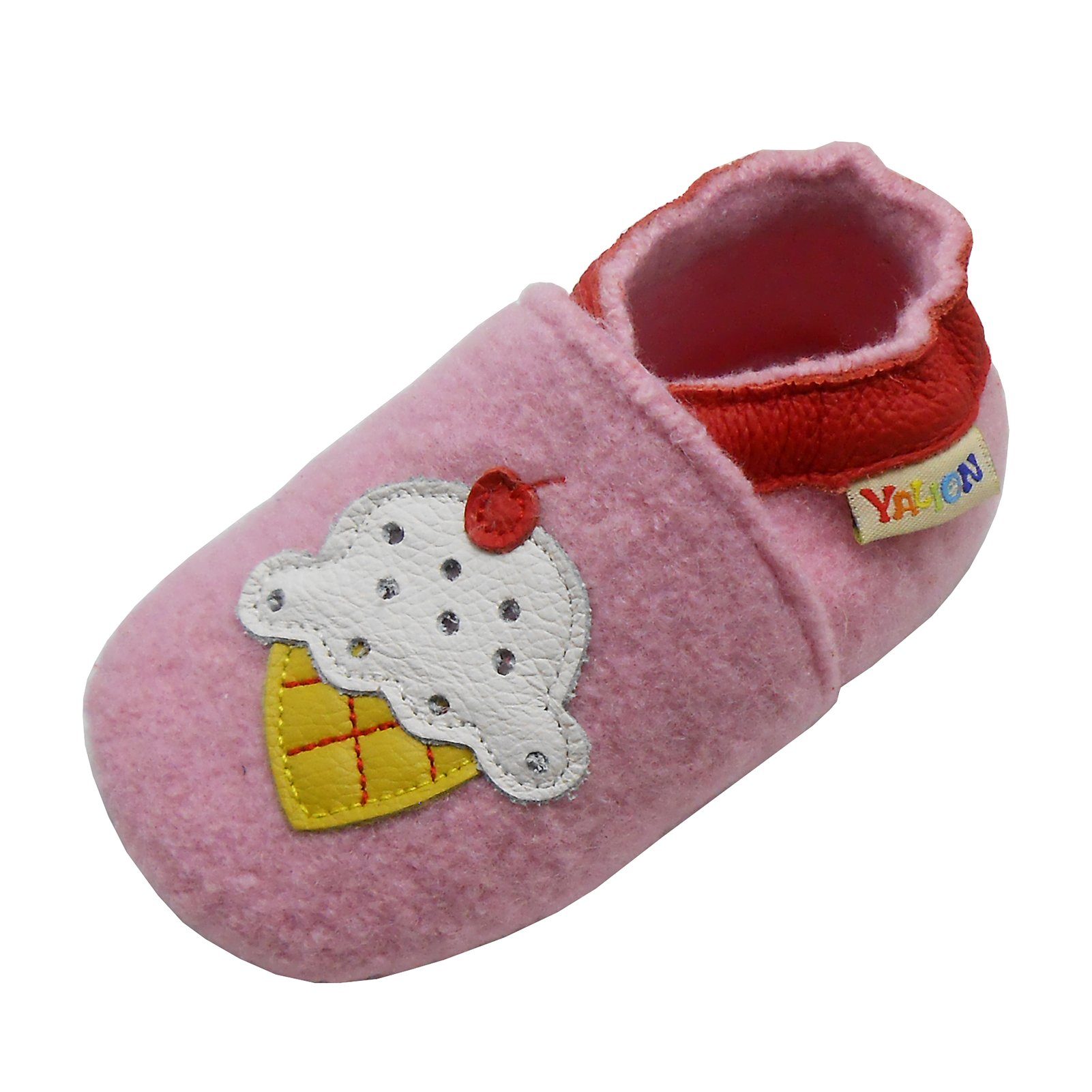 Yalion Yalion Baby Hausschuhe aus 100 % Schafwolle, Rosa Krabbelschuh – Bild 3 von 4