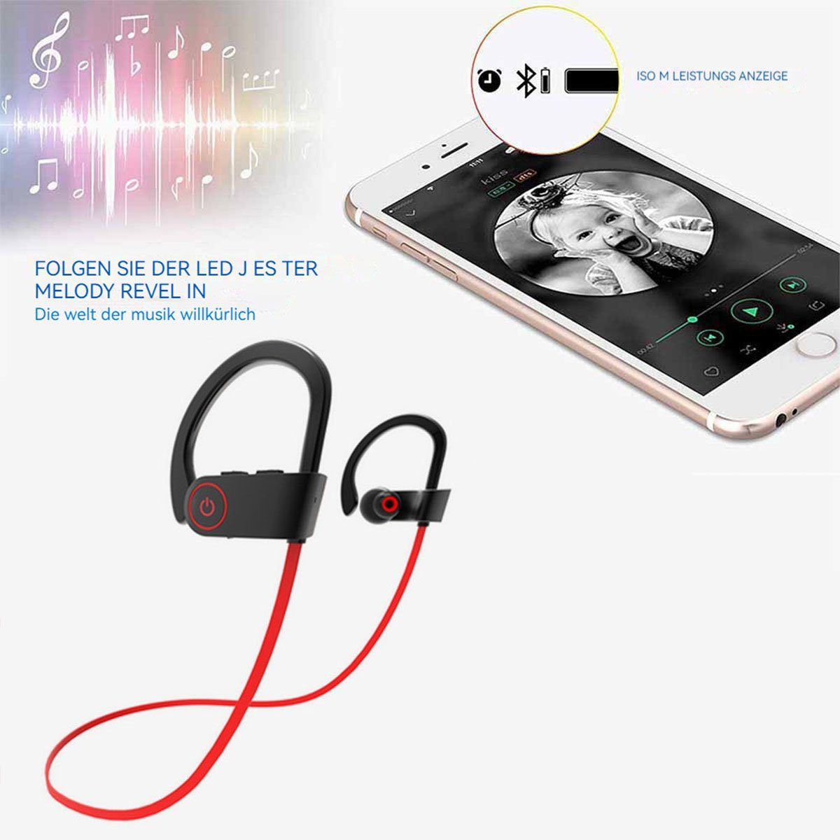 GelldG In-Ear Sport Bluetooth Kopfhörer Bluetooth-Kopfhörer