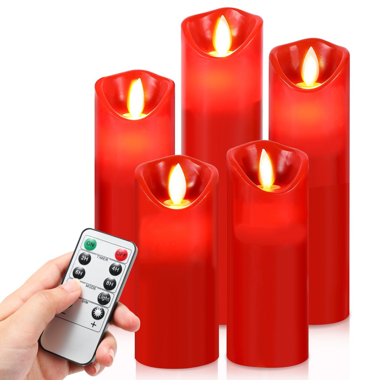 Gimisgu LED-Kerze LED Flamme Fernbedienung Kerzenset (Set, 5-tlg) elektrische flackernde