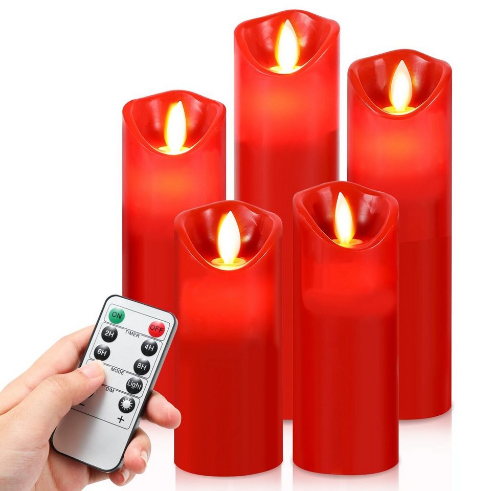 Gimisgu LED-Kerze LED Kerzenset flackernde Flamme Fernbedienung elektrische  (Set, 5-tlg)