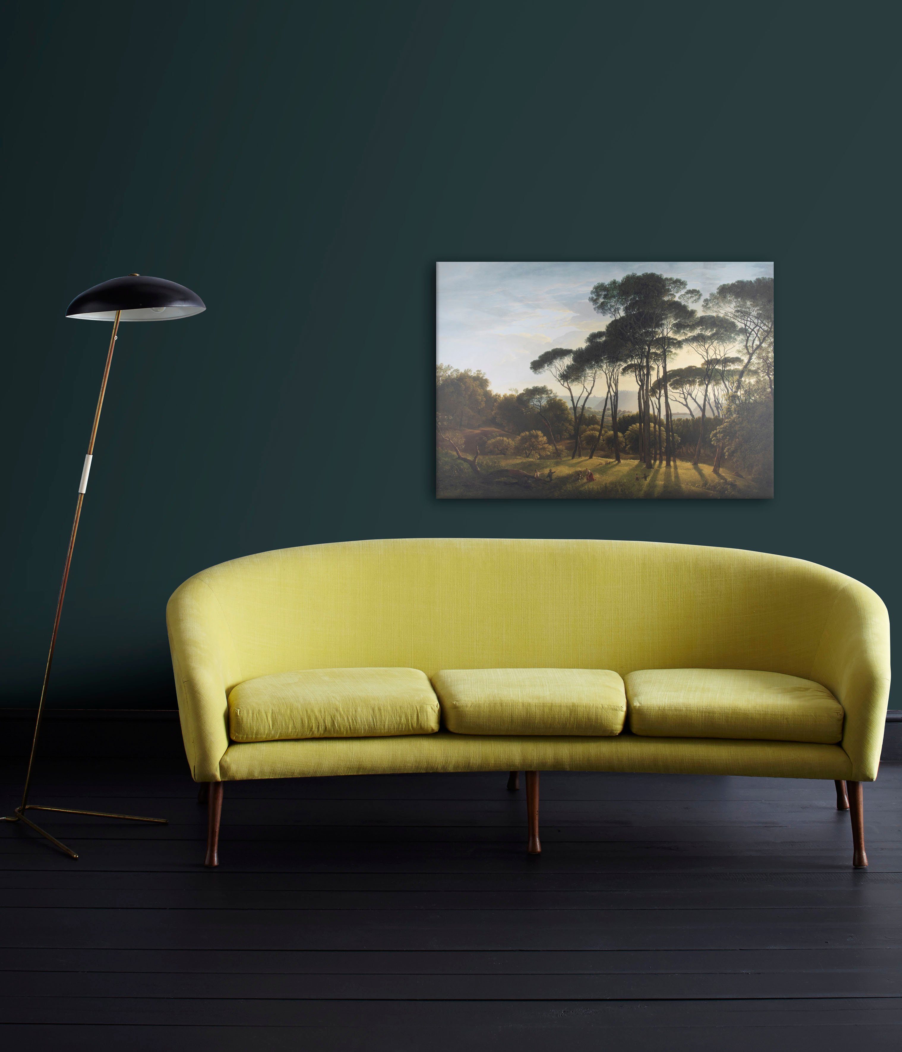 Art for the home Leinwandbild Italienische Landschaft mit Pinien, Blumen, Italienische Landschaft 70 x 100 cm