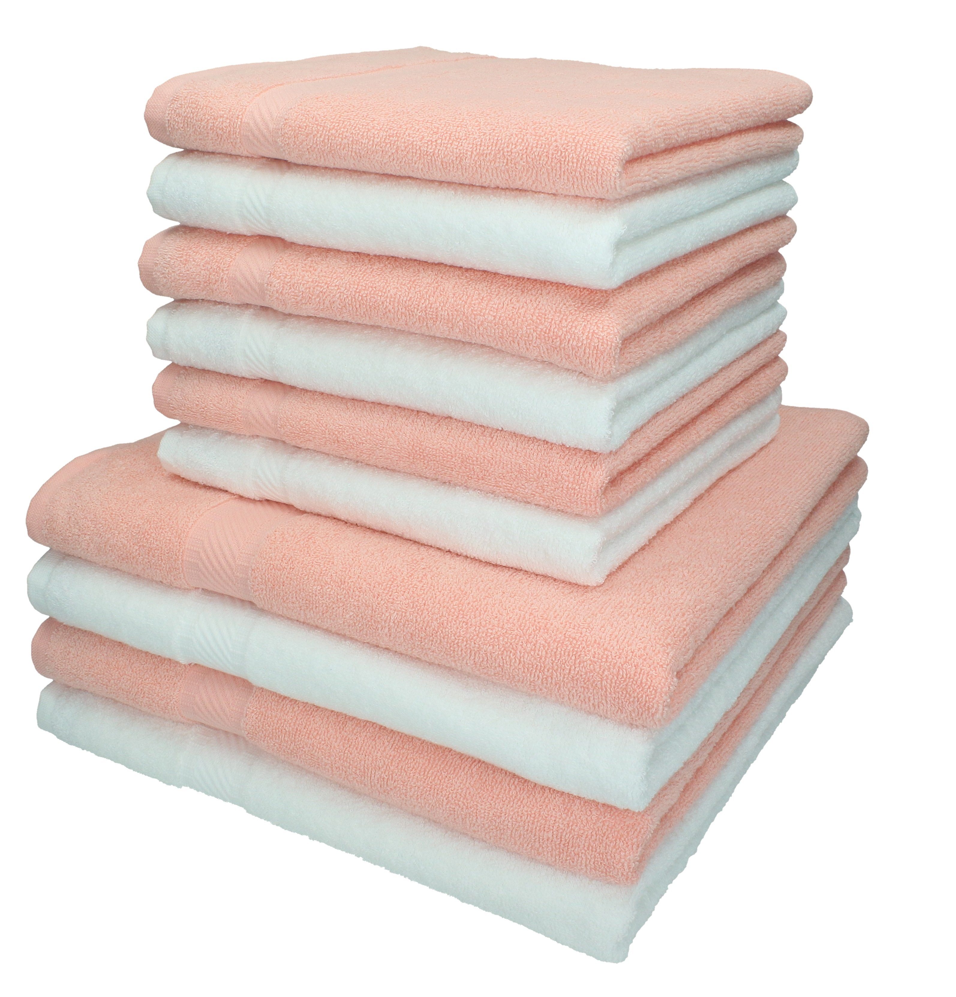 Betz Handtuch Set 10-TLG. Handtuch-Set Palermo Farbe weiß und apricot, 100% Baumwolle