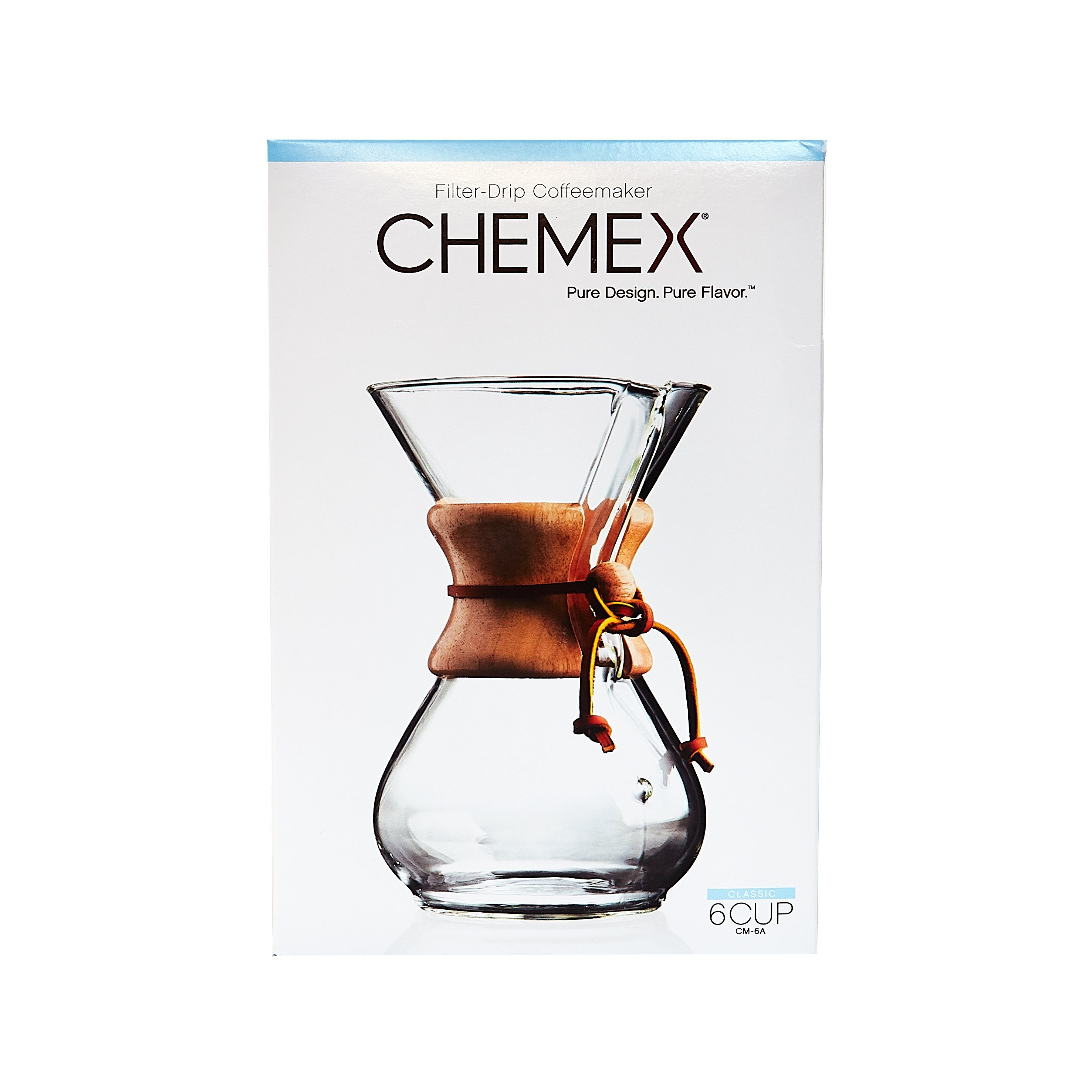 Kaffeekanne, 6 CM-6A, Glas aus Holzmanschette Tassen, Chemex Kaffeebereiter 0,9l braune für