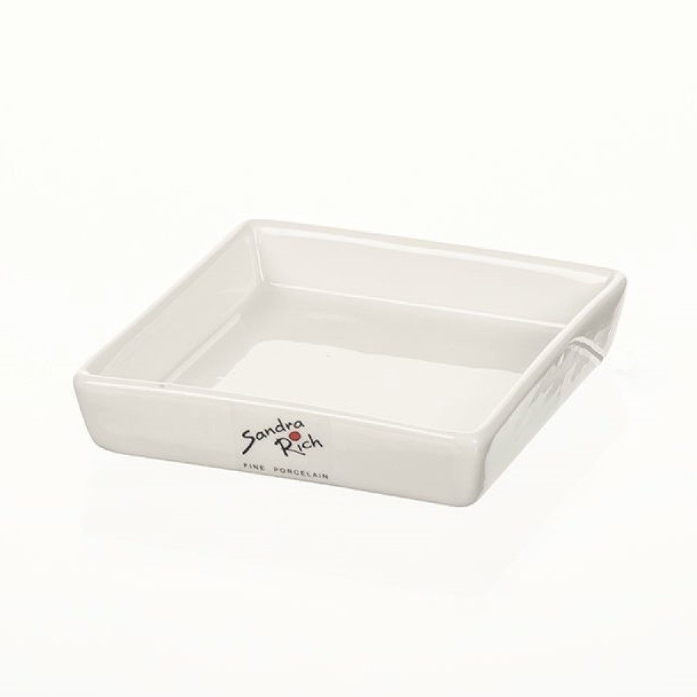 Sandra Rich Dekovase SANDRA RICH, Porzellan-Platte 11x11x2,5cm Square WEISS