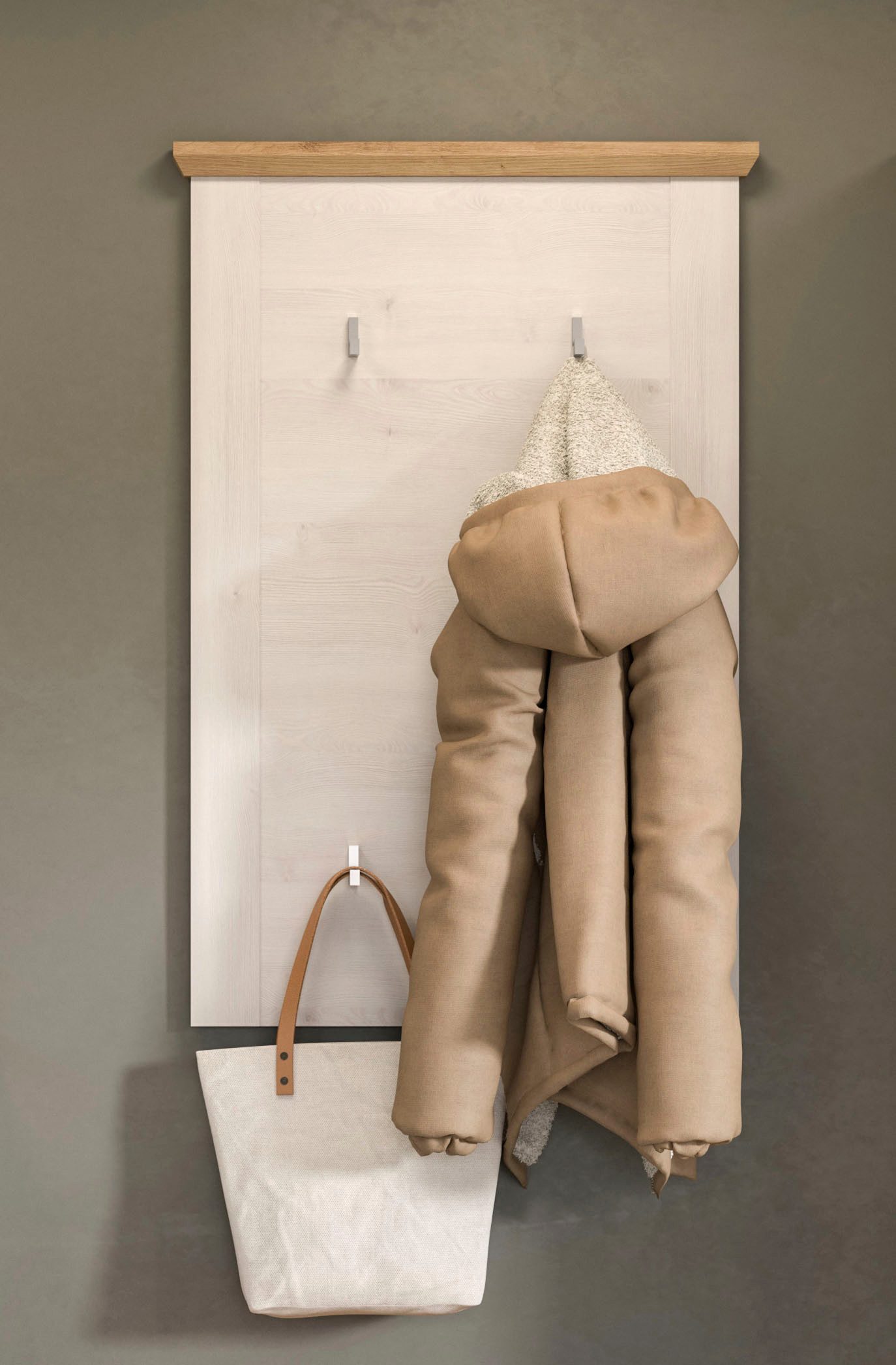 Home affaire Garderobenpaneel COSENZA, Höhe 103 cm, 5 Garderobenhaken, 2-farbig, in Landhausoptik, Wandpaneel, Paneel, Wandhaken