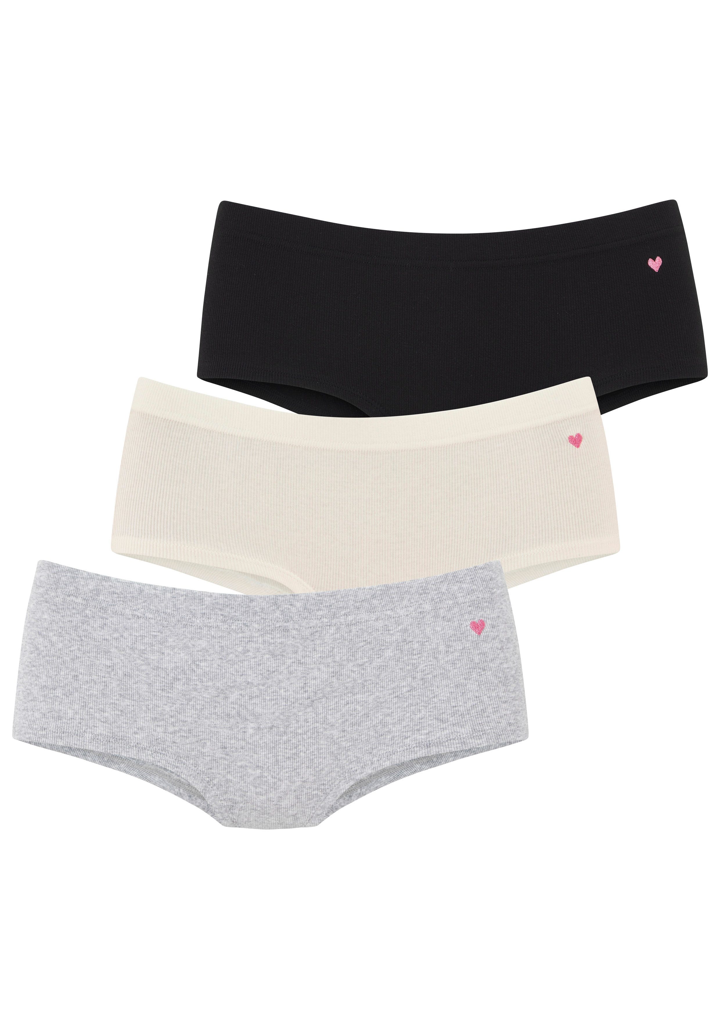 LASCANA Hüftpanty (3er Pack) in elastischer Rippen-Qualität