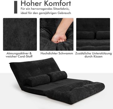 KOMFOTTEU Sofa Bodensofa, mit 2 Kissen, 3 in 1 Sofabett, 178 x 108 x 10cm
