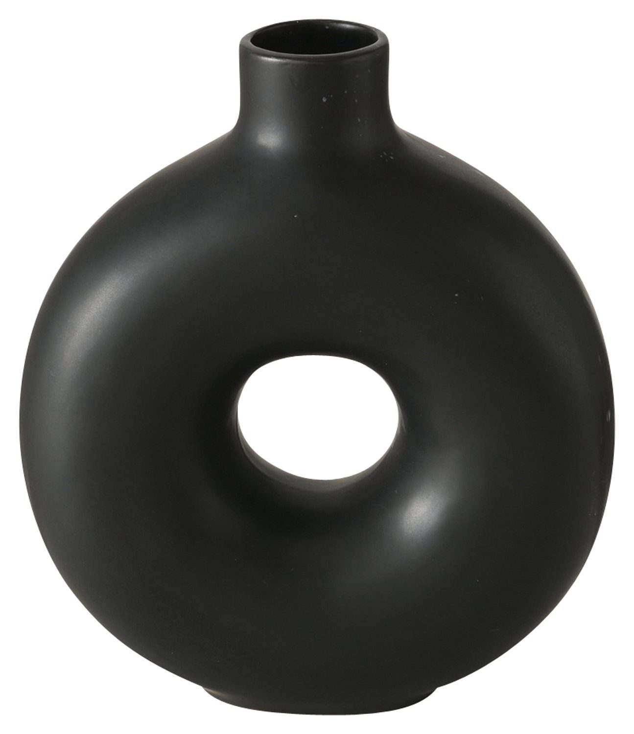 Dekovase LANYO, Vase, Schwarz, Steingut, H 20 cm