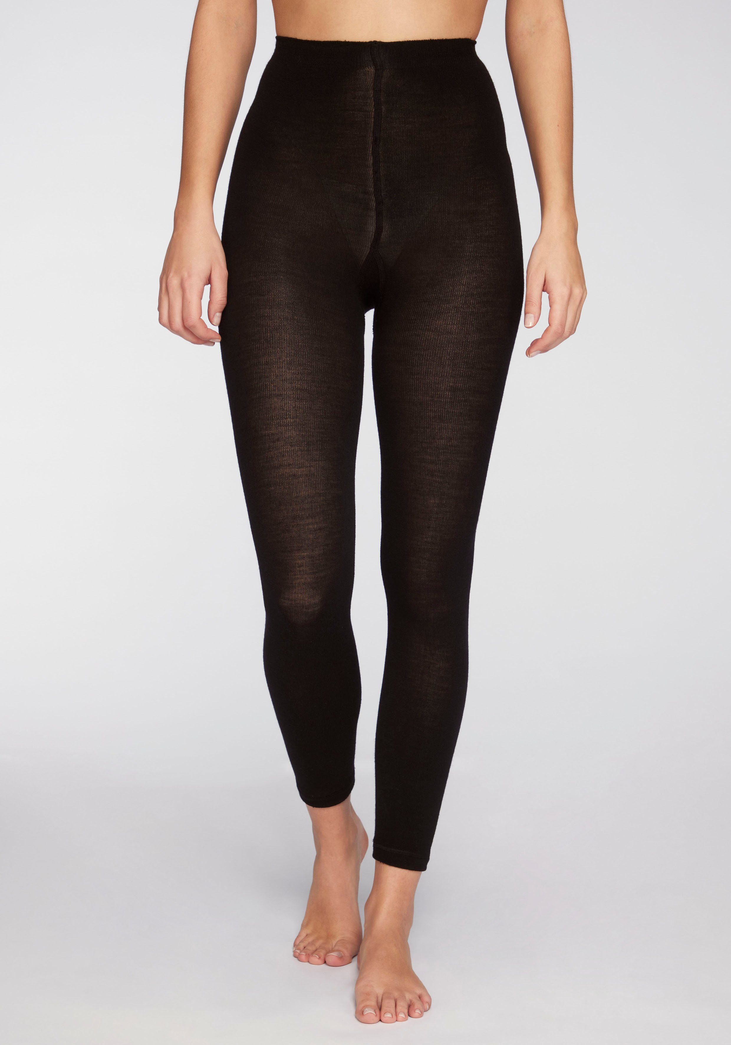 Lavana Strickstrumpfleggings Slim Fot Base Layer, Ideal zum darunter ziehen (1 St) wärmend 49% Wolle Temperatur regulierend, Feuchtigkeitsabsorbierend