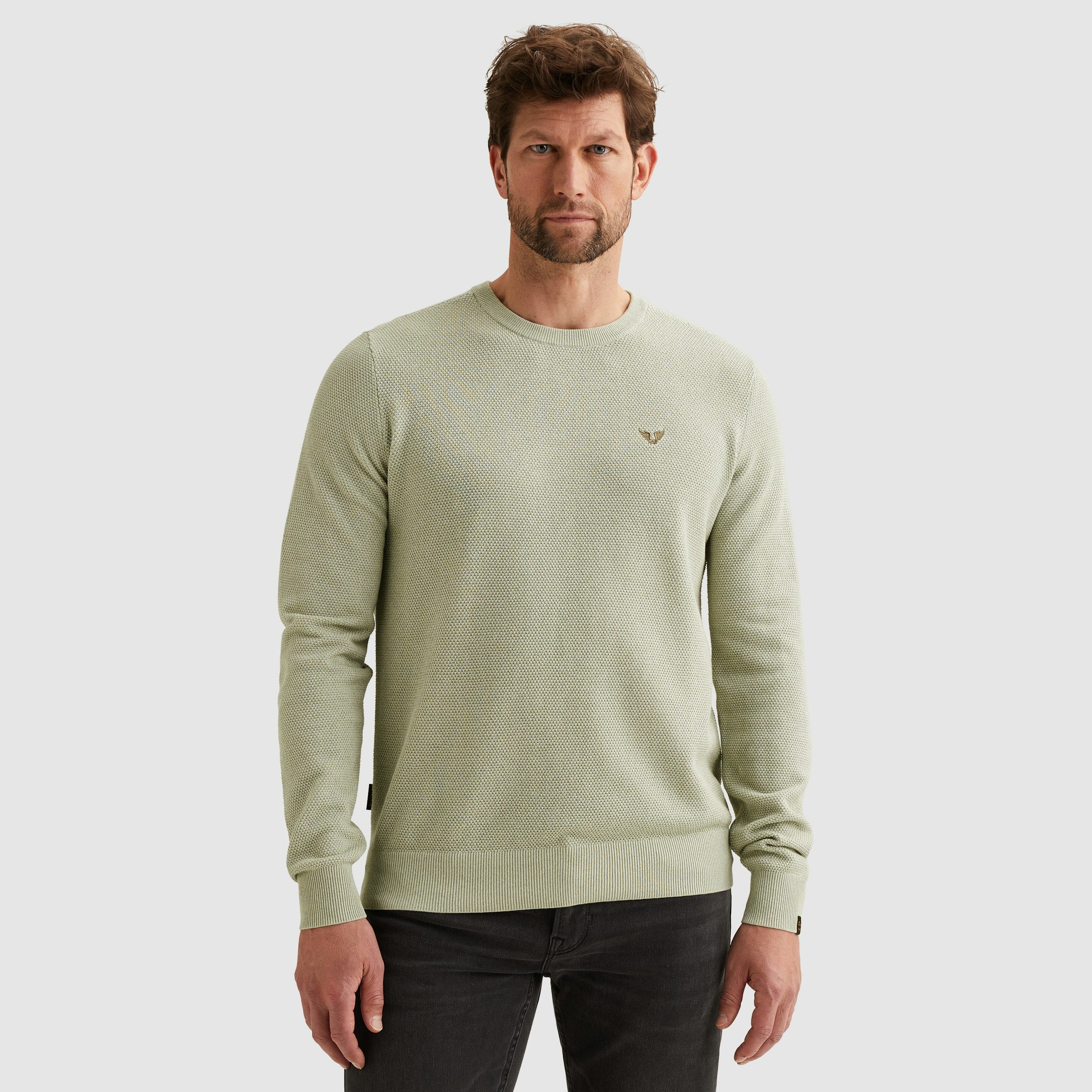 PME LEGEND Rundhalspullover mit Logo Stickerei