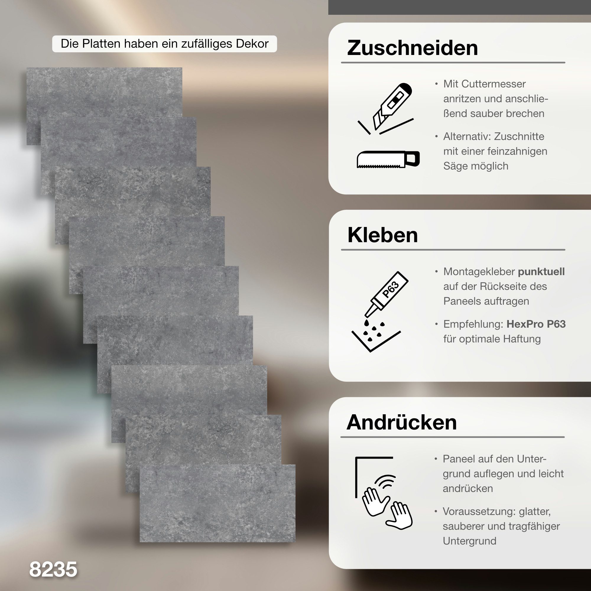 Hexim Wandpaneel, (Marmoroptik 9 Stück 78x39cm SPC Kunststoff Innen & Außen günstig online kaufen