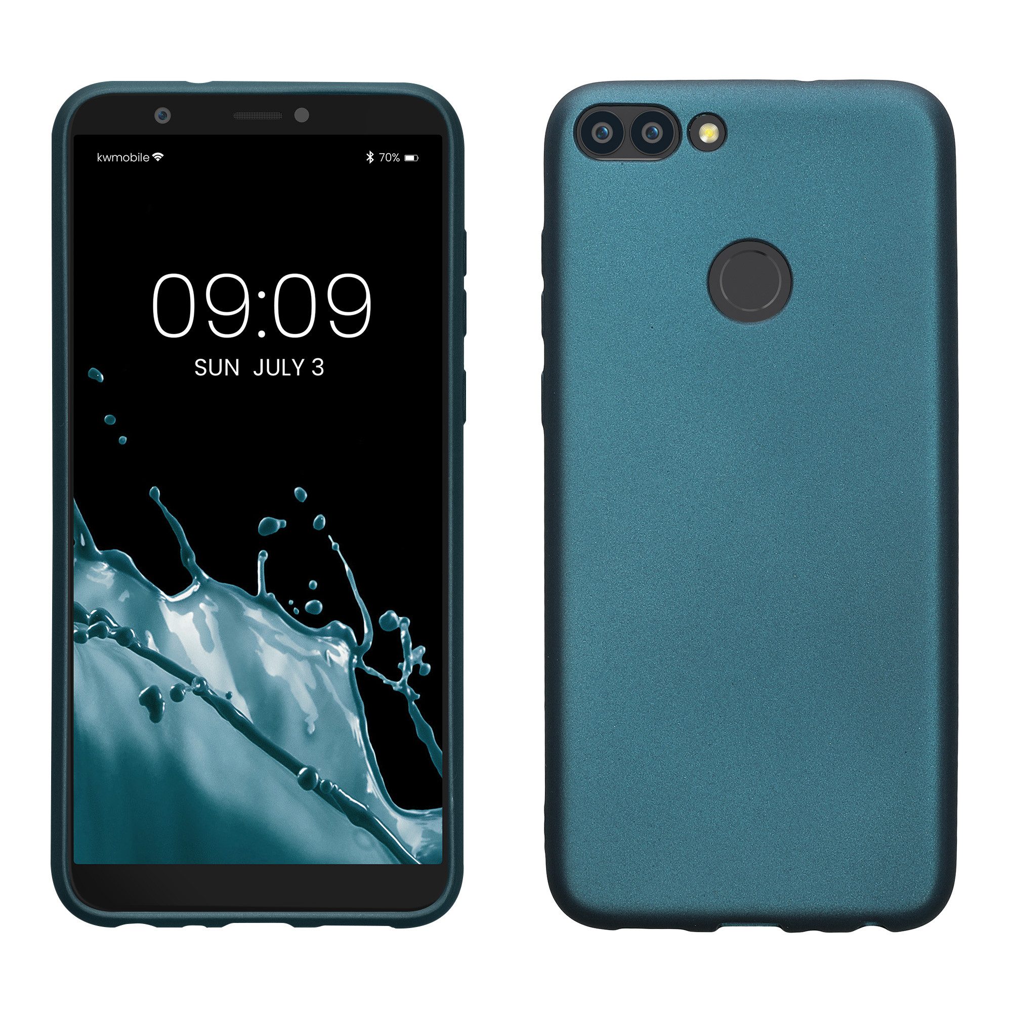 kwmobile Handyhülle Handyhülle für Huawei Enjoy 7S / P Smart (2017) Hülle, Silikon Case metallisch schimmernd - Schutzhülle Cover