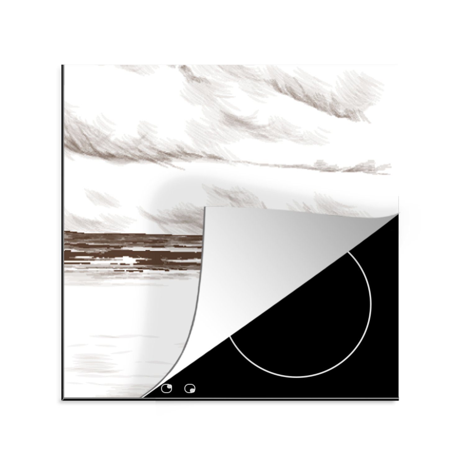 - cm, Vinyl, - küche MuchoWow Strand (1 Himmel, Ceranfeldabdeckung, für Arbeitsplatte Herdblende-/Abdeckplatte 78x78 tlg), Meer