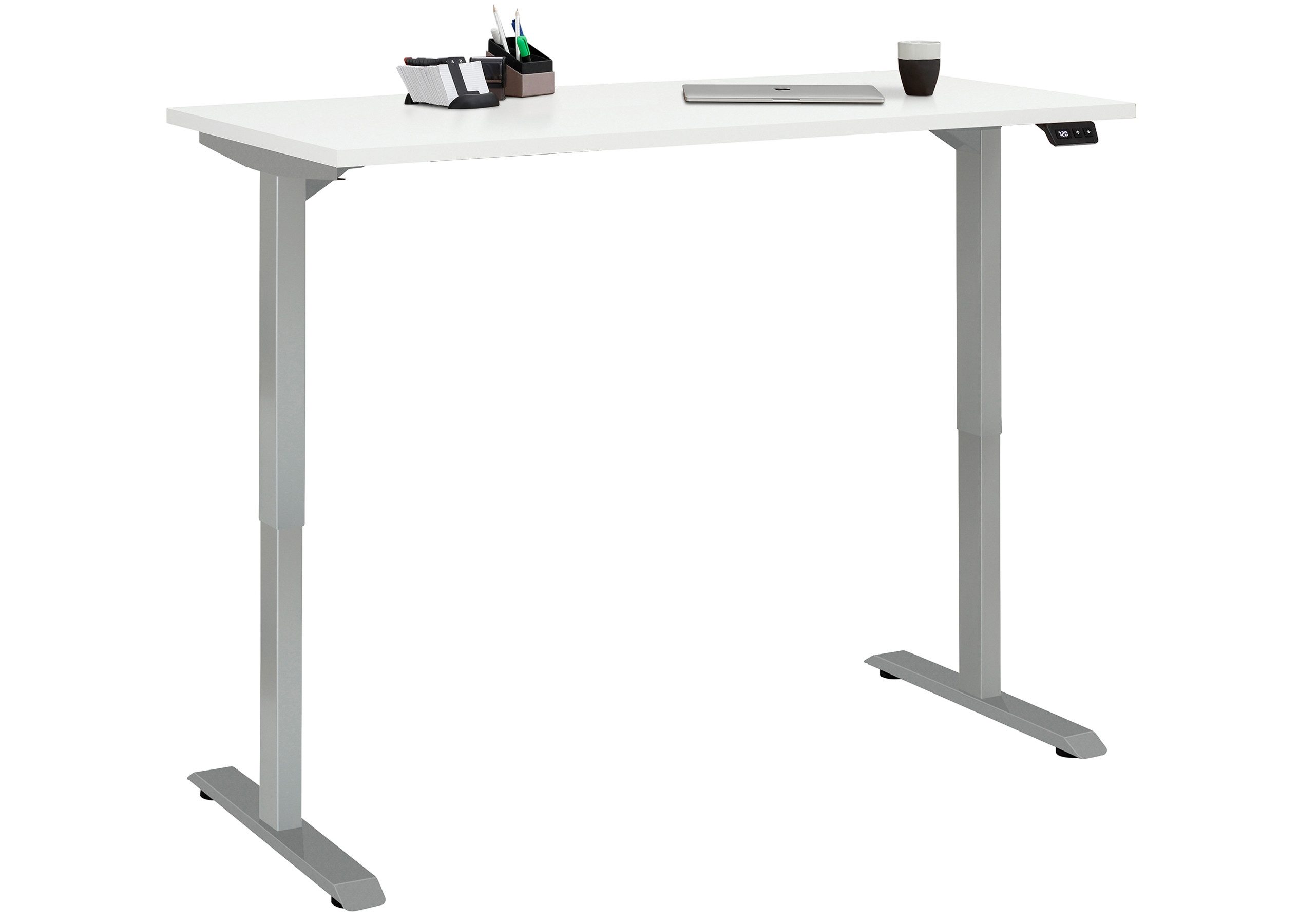 Maja Möbel Schreibtisch e-desk, in weiss/alu - 160x72x80 (B/H/T) elektrisch verstellbar