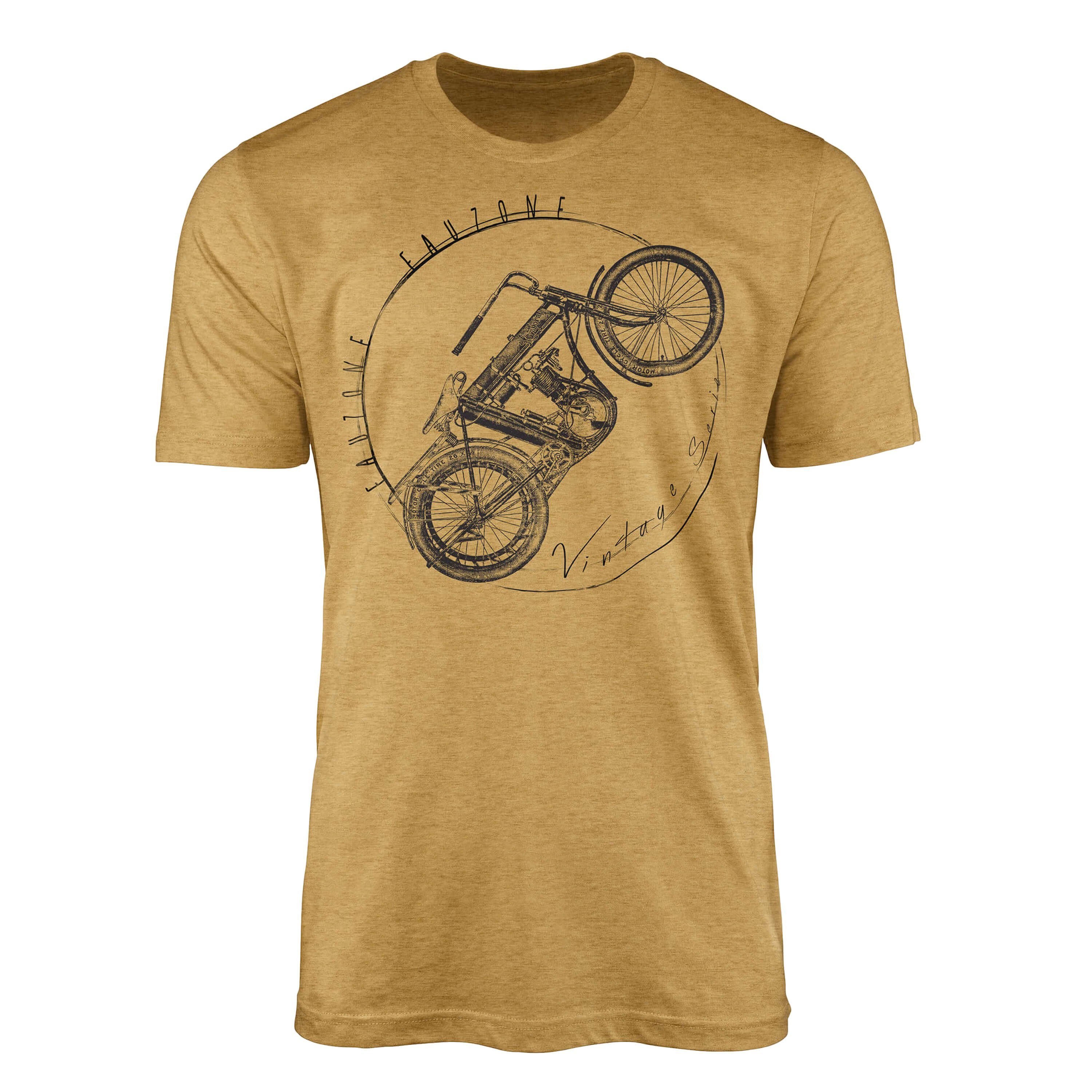 Sinus Art T-Shirt Vintage Herren T-Shirt Motorrad Antique Gold