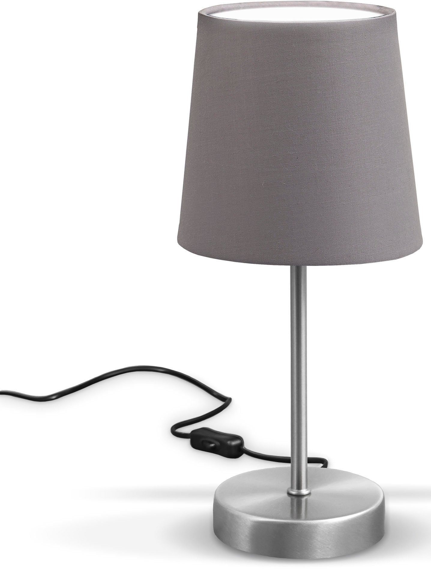 Schreibtischlampe, 25W), B.K.Licht mit IP20 E14-Fassung, (max. Nachttischlampe, Leuchtmittel Stoffschirm, Tischleuchte Tischlampe, ohne Leuchtmittel, Grau, BK_TL1197 ohne