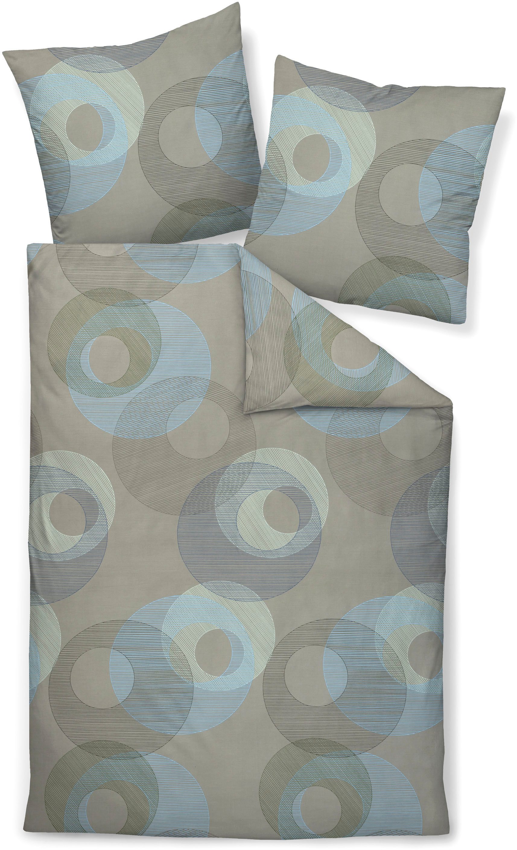 Janine Bettwäsche Mako-Satin 31167, Mako-Satin, 2 teilig, Bettwäsche ab Größe 135x200 cm, hochwertig, mit Kreisen