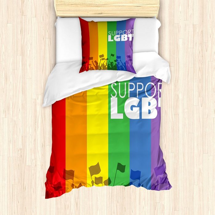 Bettwäsche Milbensicher Allergiker geeignet mit Kissenbezug Abakuhaus Microfaser Stolz Unterstützung LGBT Feier Flagge