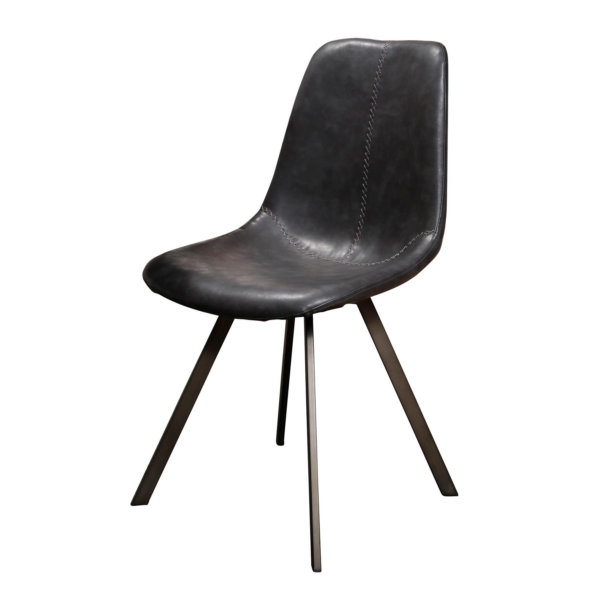 Vintagehaus Esszimmerstuhl Stuhl Esszimmerstuhl Zig Zag Industrial Lederlook Anthrazit