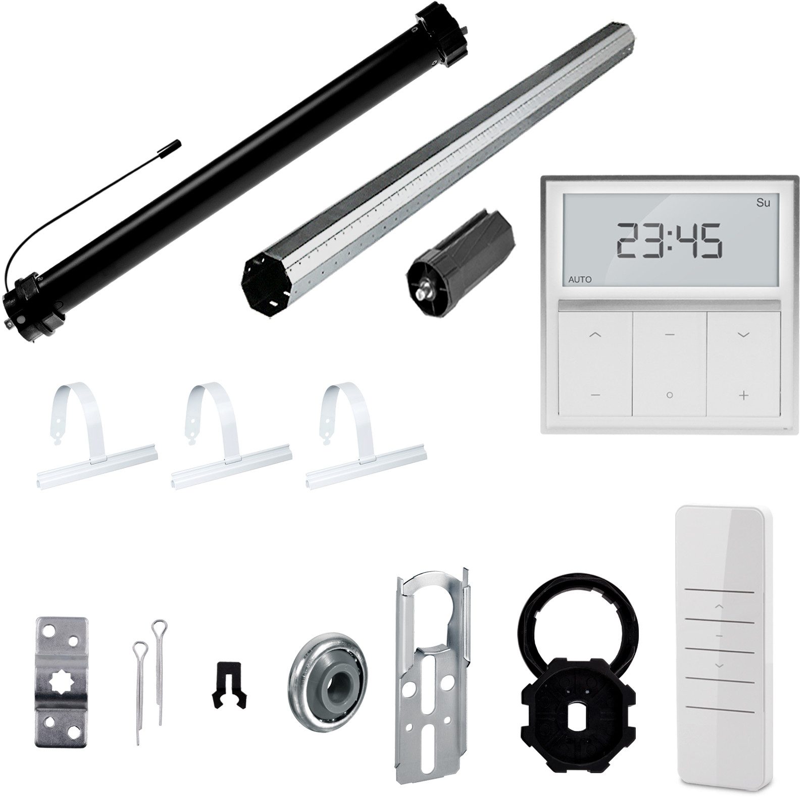 Nobily Achtkantwelle Rollladen-Set mit Maxi Rollladenmotor, Wandsender & Mechanik-Set, Komplett-Set, 1-St., 20Nm/50kg