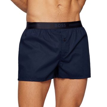 BOSS Webboxer Boxer Shorts EW (2-St., eine unifarbene und eine gemusterte Boxershorts) mit glänzendem Webgummibund