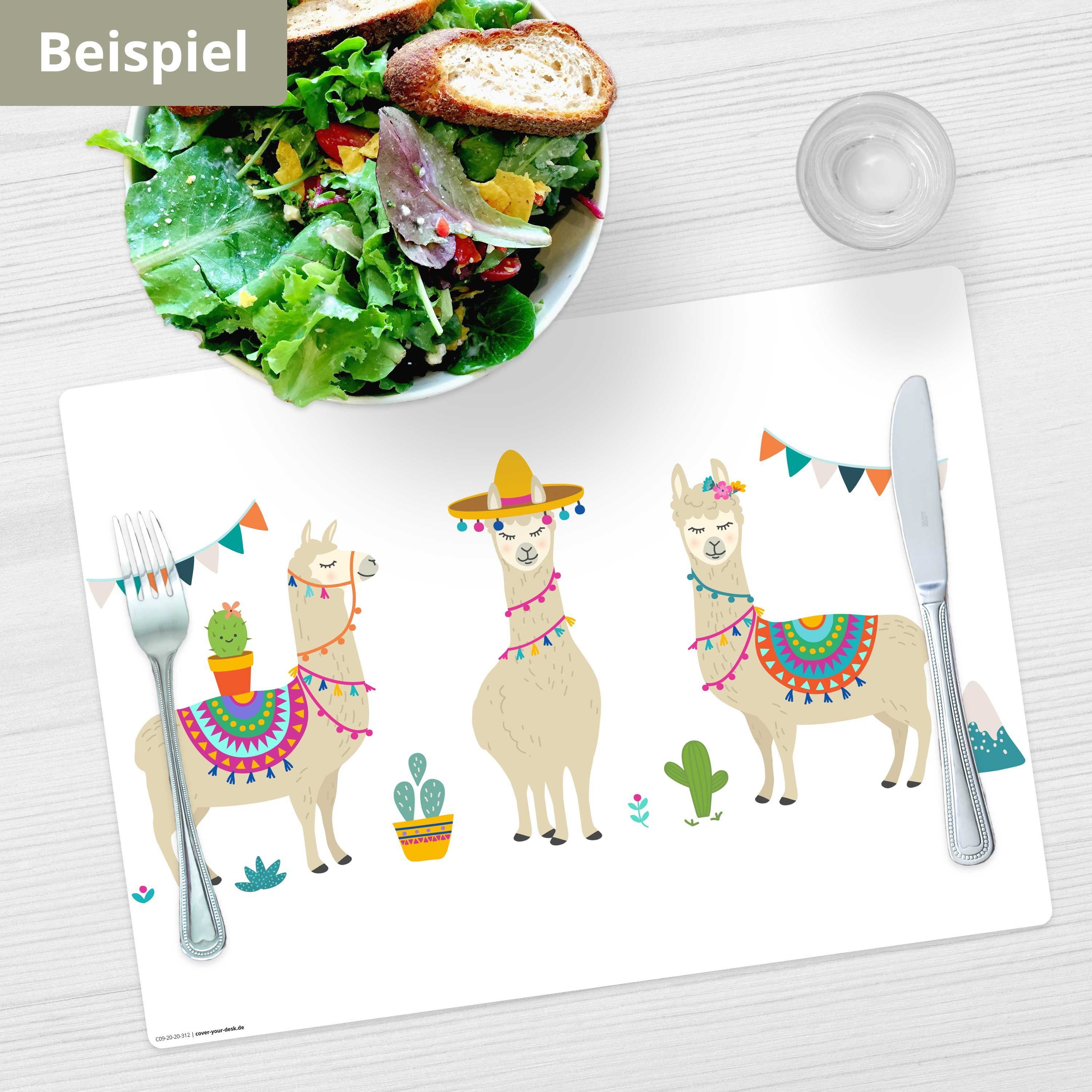 Tischsetmacher Platzset Tischset I Platzset abwaschbar - Für Kinder - Alpaka, (aus erstklassigem Vinyl (Kunststoff - BPA-frei), 1-St., 44 x 32 cm - rutschfeste Tischdekoration), Made in Germany