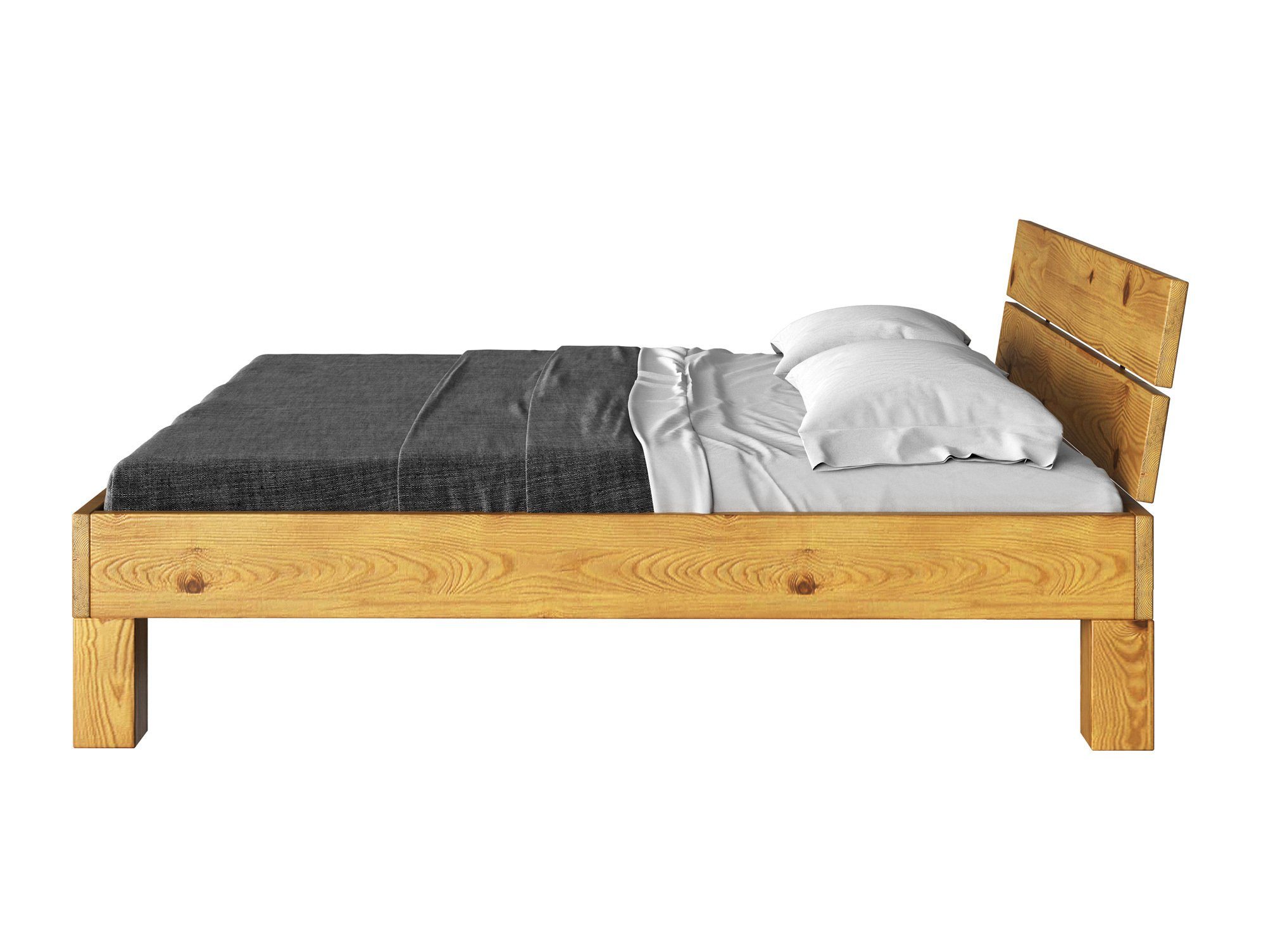 Moebel-Eins Massivholzbett, CURBY 4-Fuß-Bett mit Kopfteil, günstig online kaufen