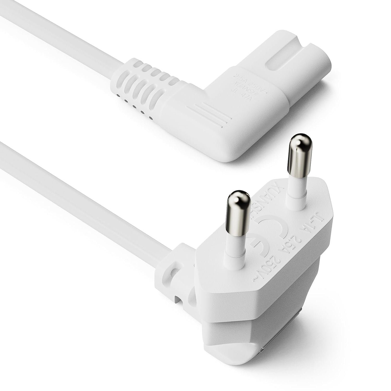 IEC-Buchse C7 conecto 90° Euro-Stecker Strom-Kabel, Euro-Ne weiß (100 conecto Stromkabel, 90°, cm) auf