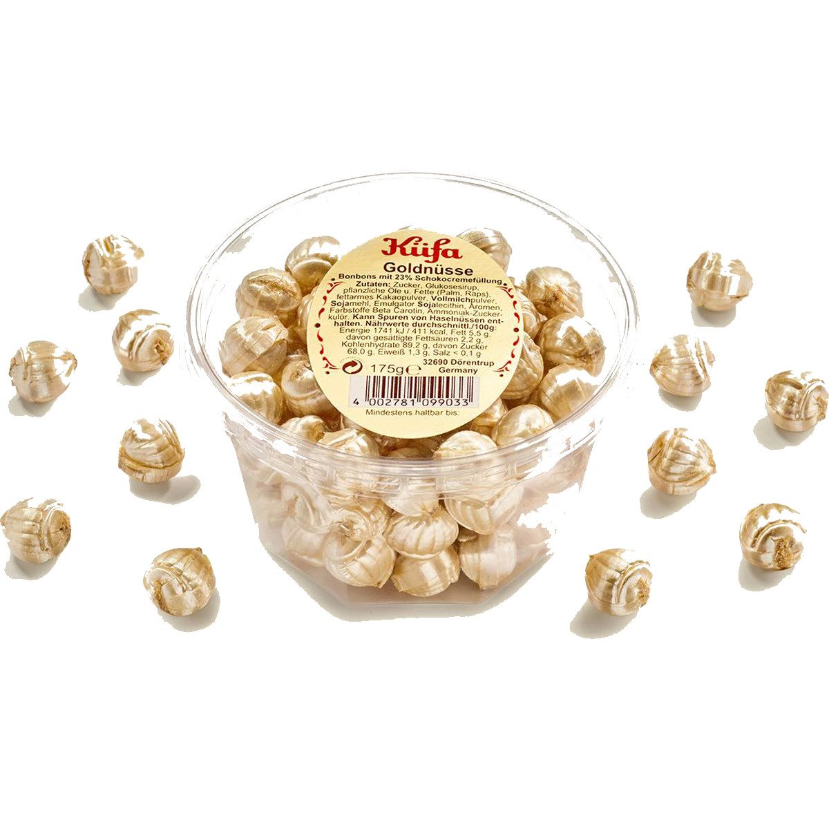 KUEFA Süßigkeit, Küfa Goldnüsse Karamell Bonbons mit Schokoladencremefüllung 175g