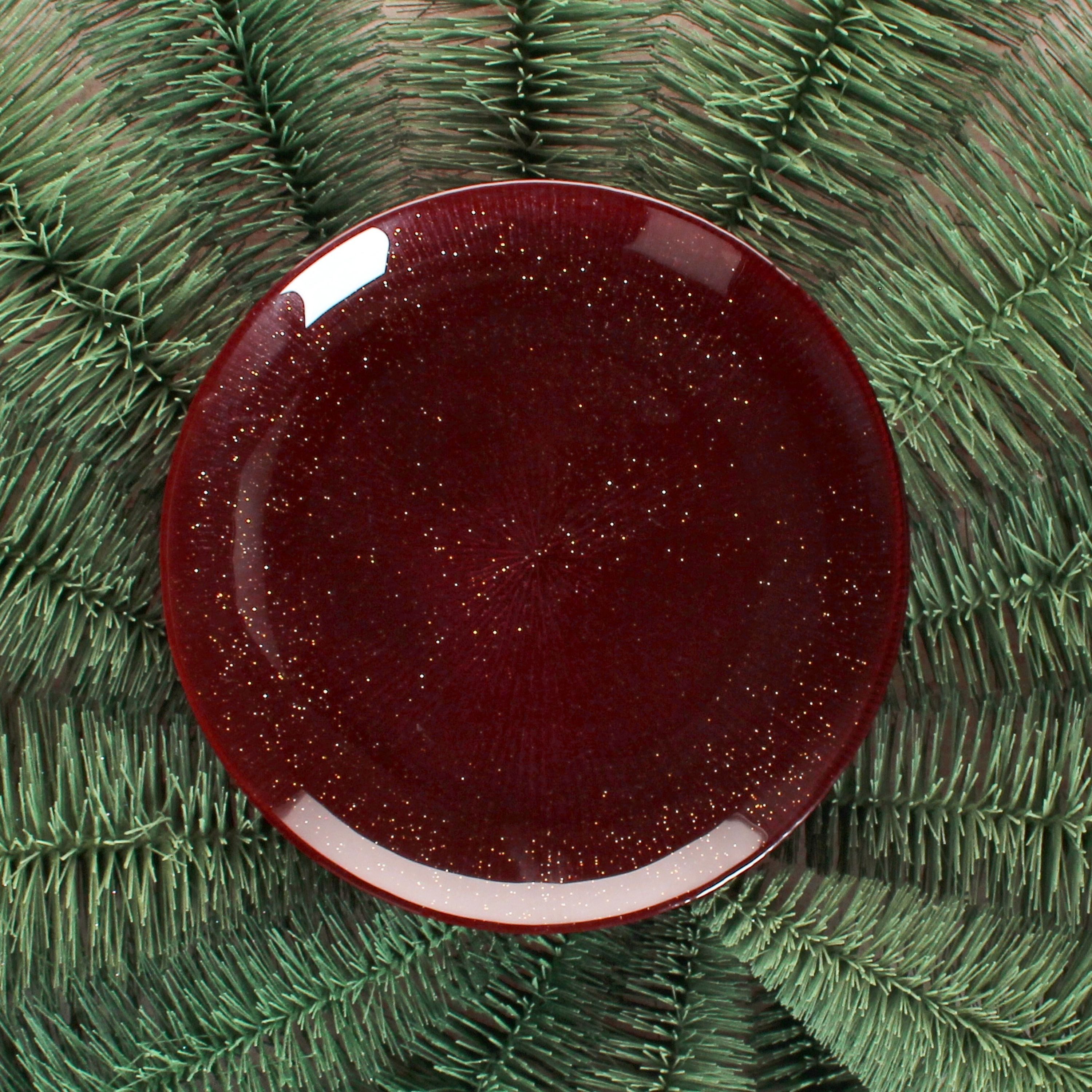 MamboCat Frühstücksteller 6x Suez Kuchenteller Ø21,2cm Glas Rot Glitzer Dessert Weihnachten