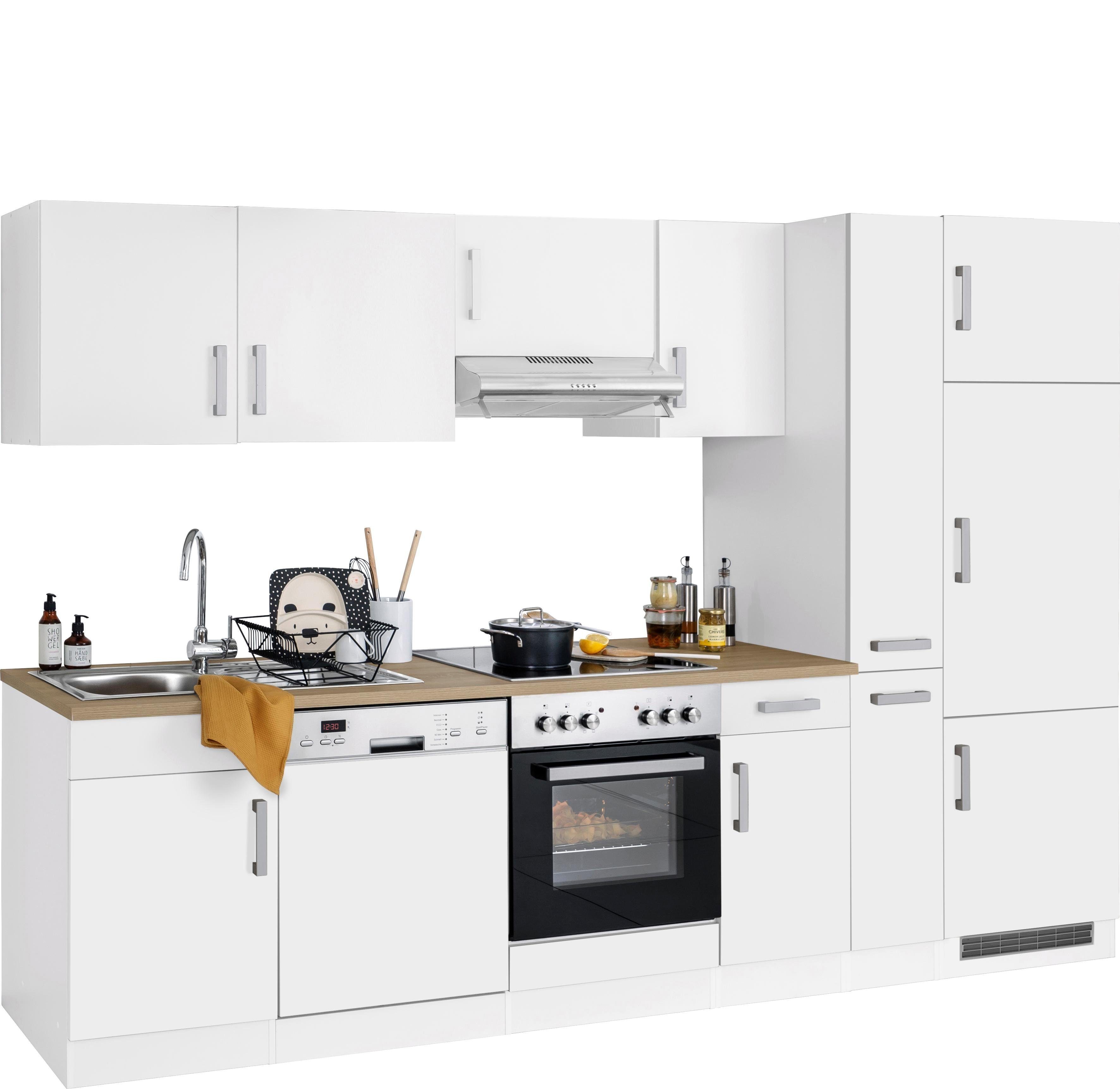 KOCHSTATION Küchenzeile KS-Gera, Breite 300 cm, wahlweise mit E-Geräten, mit Arbeitsplatte