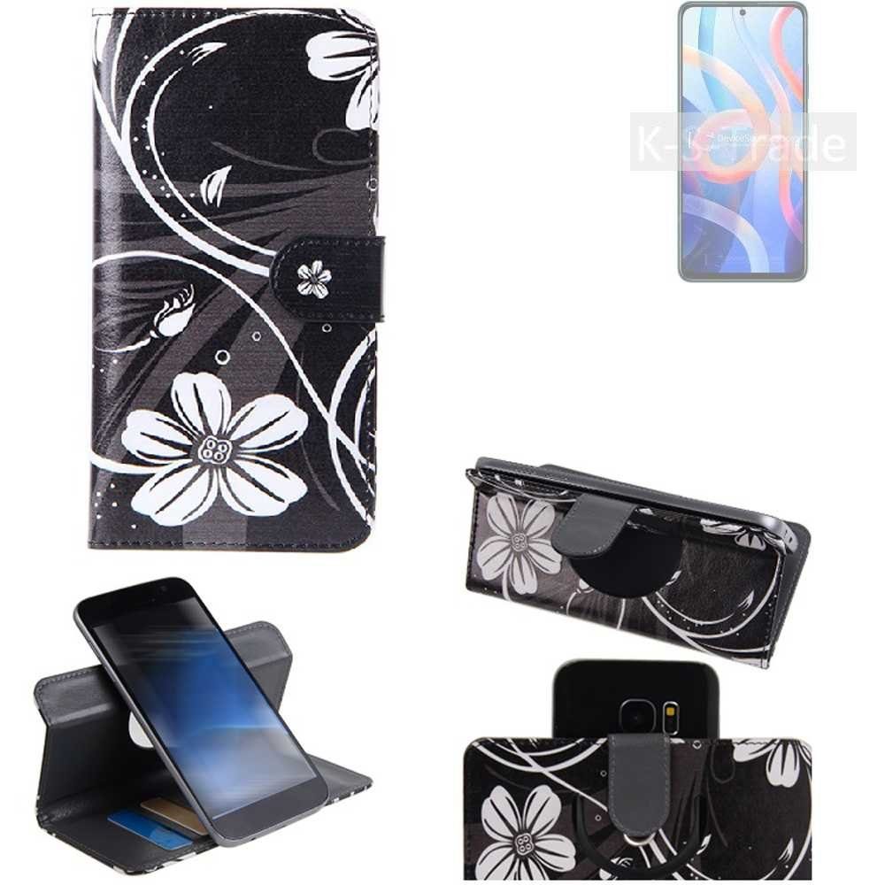 K-S-Trade Handyhülle für Xiaomi Redmi Note 11, Schutzhülle Handyhülle Hülle 360° Wallet Case ''Flowers''