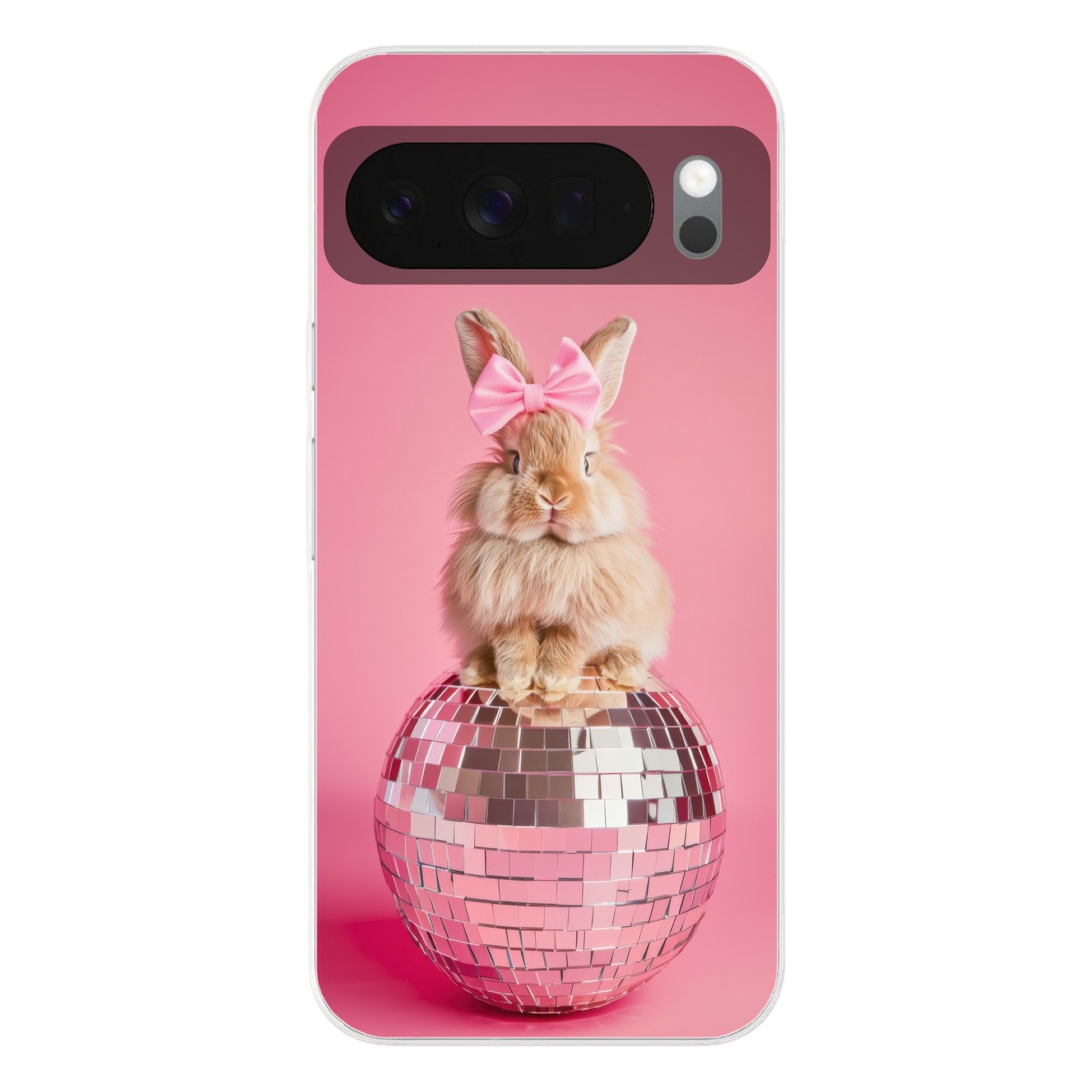 MuchoWow Handyhülle für Google Pixel 10 Pro XL Schleife - Discoball - Kaninchen, Phone Case, Silikon, Schutzhülle Dünn