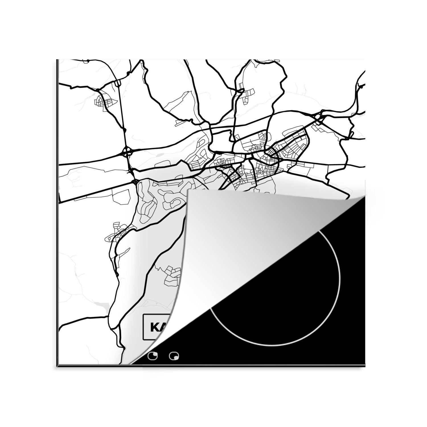 MuchoWow Herdblende-/Abdeckplatte Karte - Kaiserslautern - Stadtplan, Vinyl, (1 tlg), 78x78 cm, Ceranfeldabdeckung, Arbeitsplatte für küche