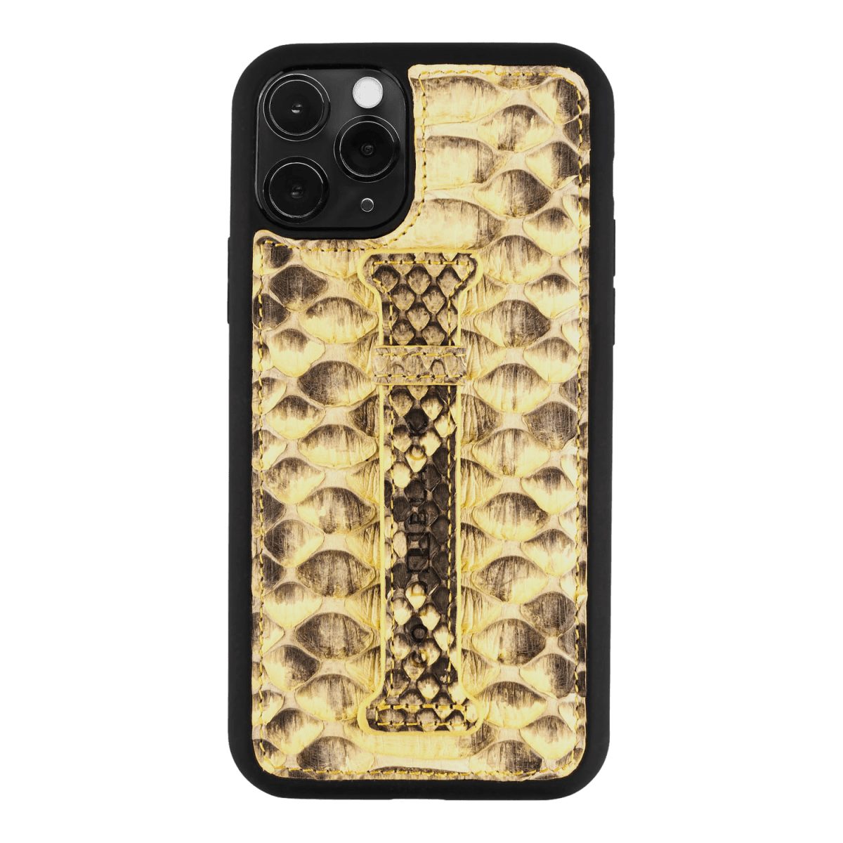 GOLDBLACK Handyhülle GOLDBLACK iPHONE 11 PRO LEDERHÜLLE MIT FINGERSCHLAUFE PYTHON GELB