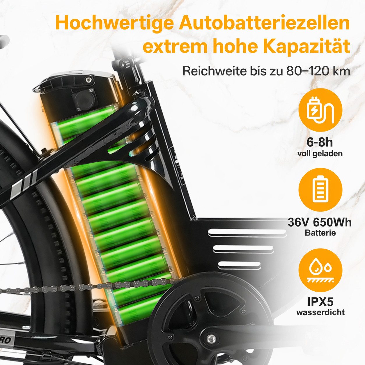 TTGO E-Bike Cityrad 26 Zoll Elektrofahrrad, 80-120km, Federgabel und Federsattelstütze, 7 Gang SHIMANO, Kettenschaltung, Heckmotor, 650 Wh, (bis zu 125kg, für ca. 160–185cm), 5 Stufen, Farbdisplay, Frontkorb, Gepäckträger, für Damen Herren