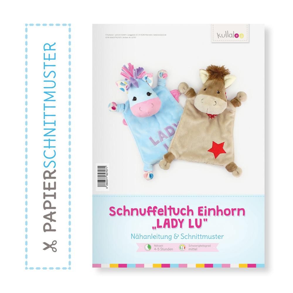 kullaloo Bücher-Adventskalender - Papierschnittmuster & Nähanleitung Schnuffeltuch Einhorn LADYLU