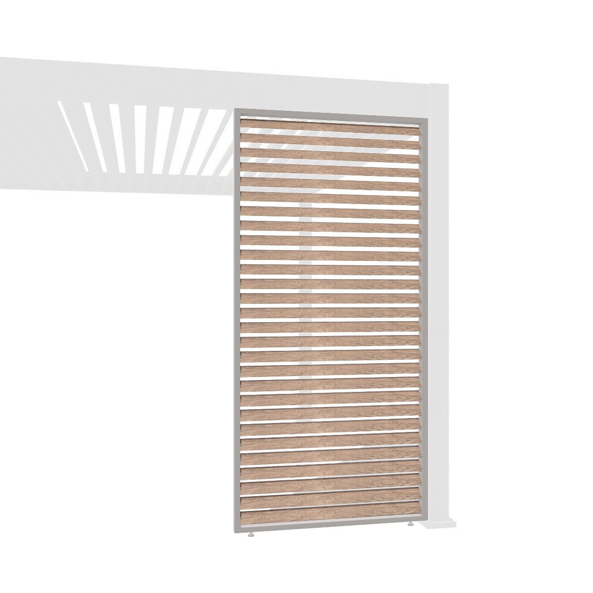 Weide Pavillonseitenteil Holzoptik Lamellenwand für Pergola aus Aluminium 3 Maße, 113x234 cm