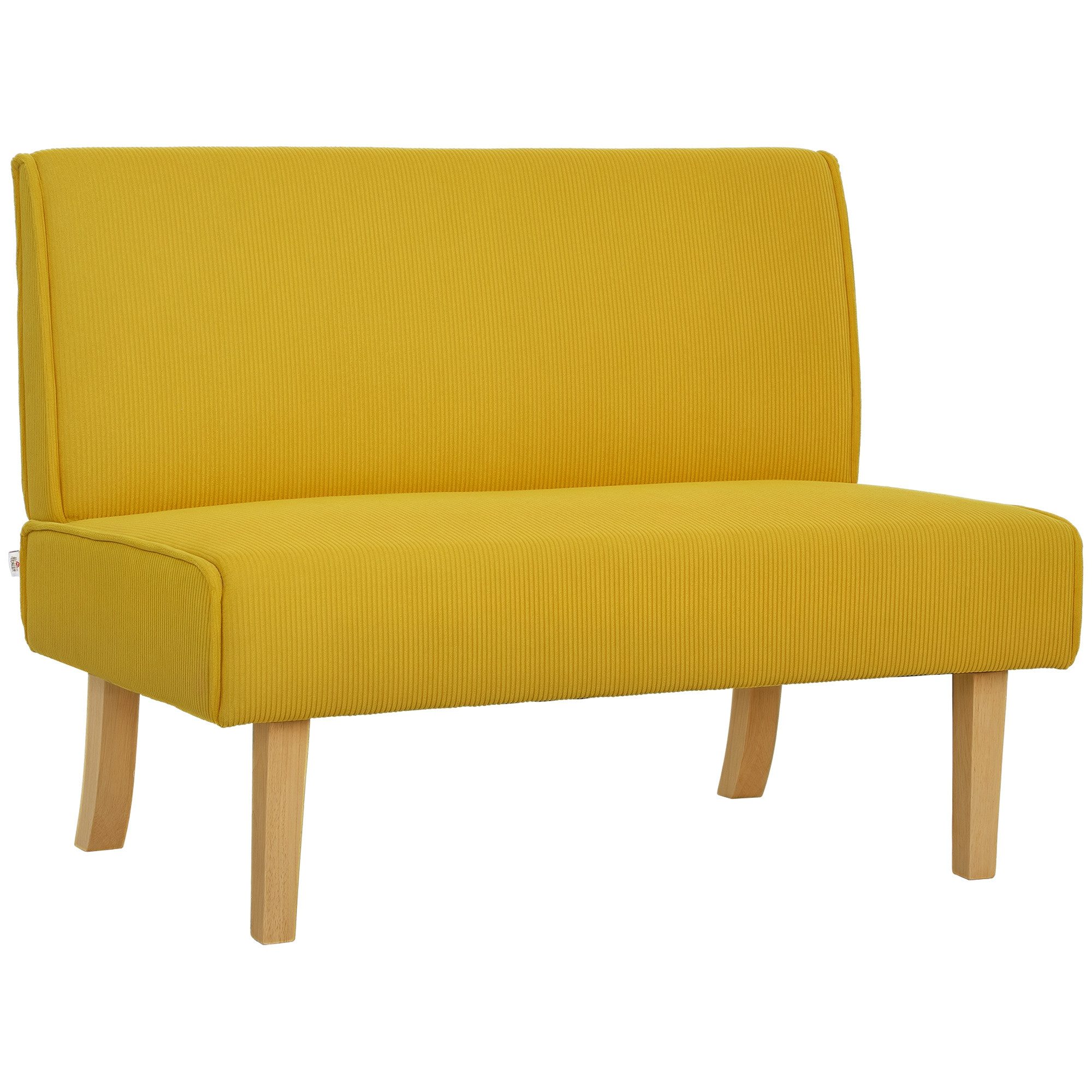 HOMCOM 2-Sitzer Couch mit Cord-Optik, Holzbeine, Gepolsterter Polstersofa, günstig online kaufen