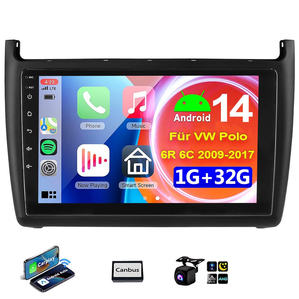 DAB+ 4+64GB Für VW Polo 6R 6C 2009-2017 Android 14 Carplay Autoradio