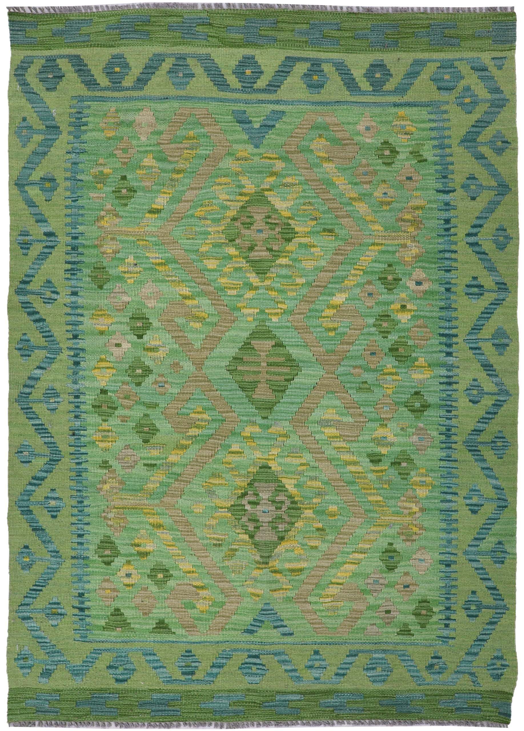 CABBEL Orientteppich 145x101 cm Kilim Multicolor Kelim Teppich Schurwolle Handgewebt Unikat, rechteckig, Höhe: 4 mm, 100% Schurwolle – weich und pflegeleicht