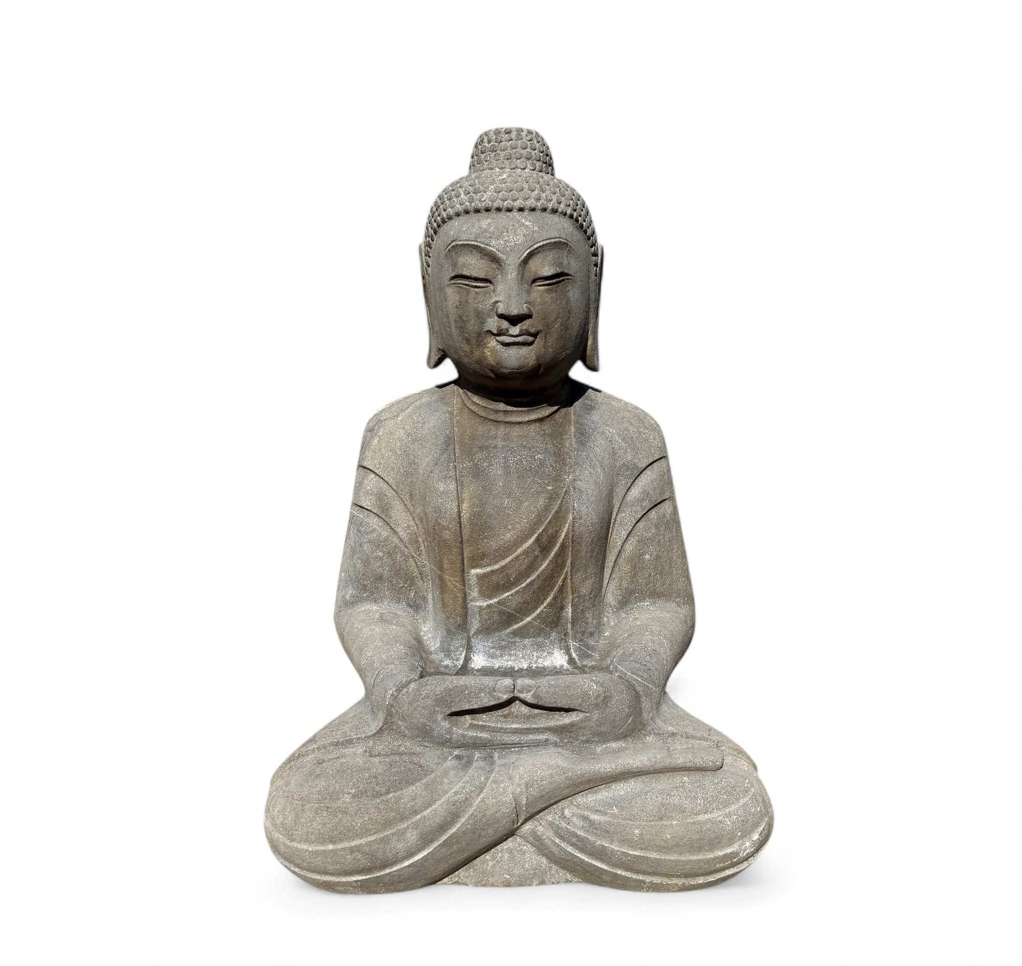 Asien LifeStyle Buddhafigur Garten Buddha Statue Naturstein Figur Meditations Geste