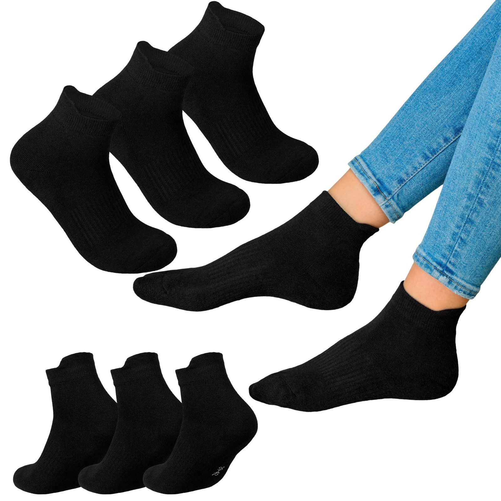 EAAKIE Sneakersocken Sneakersocken Unisex Fersenlasche Kurzsocken Baumwolle 6/12/24 Paar (6-Paar)