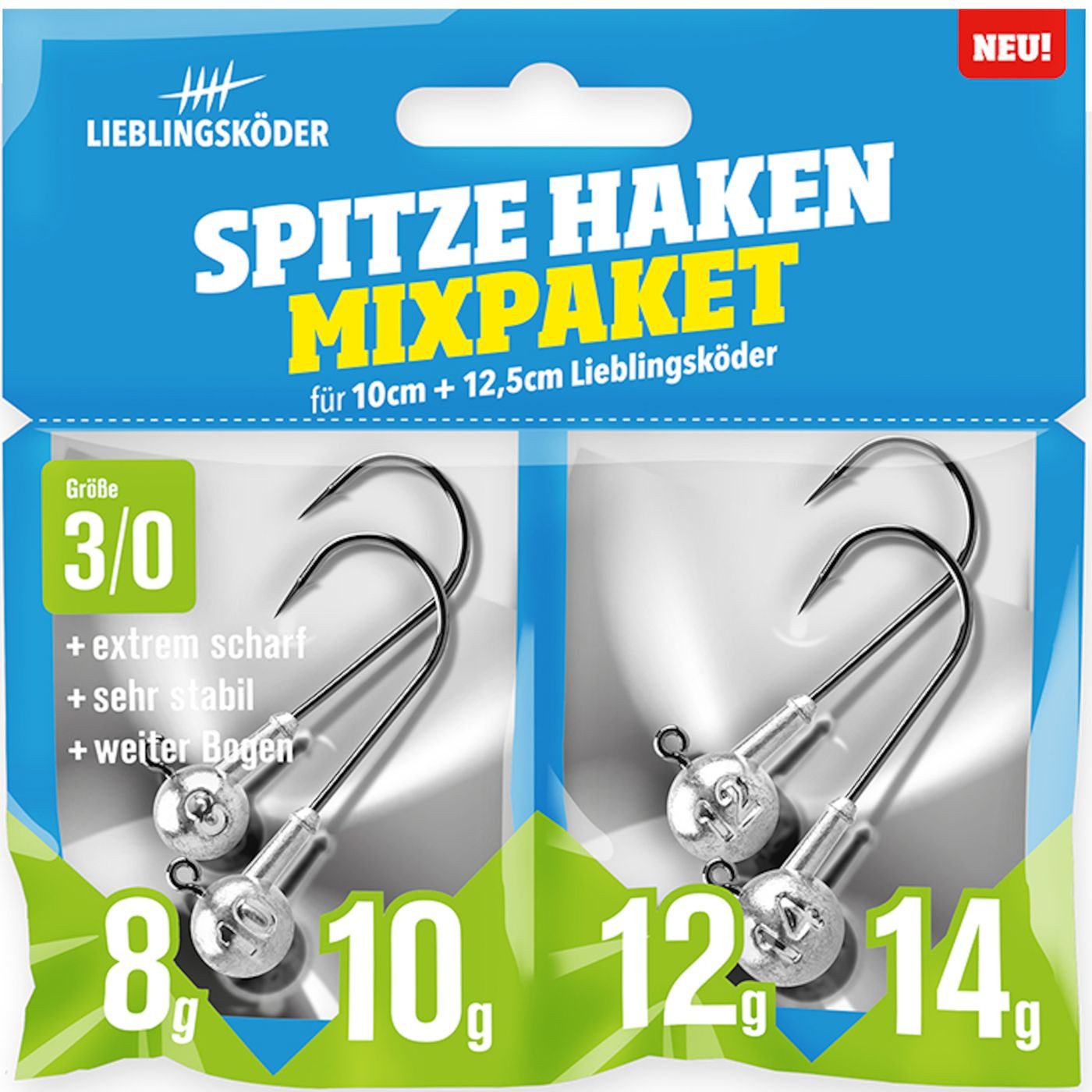 Lieblingsköder Jighaken Lieblingsköder Spitze Haken 3/0 Mixpaket - 4 Jigköpfe