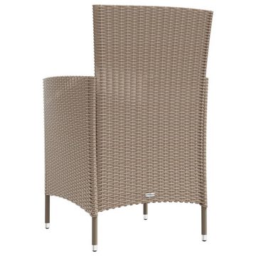 vidaXL Garten-Essgruppe 3-tlg. Garten-Essgruppe mit Auflagen Poly Rattan Beige, (3-tlg)