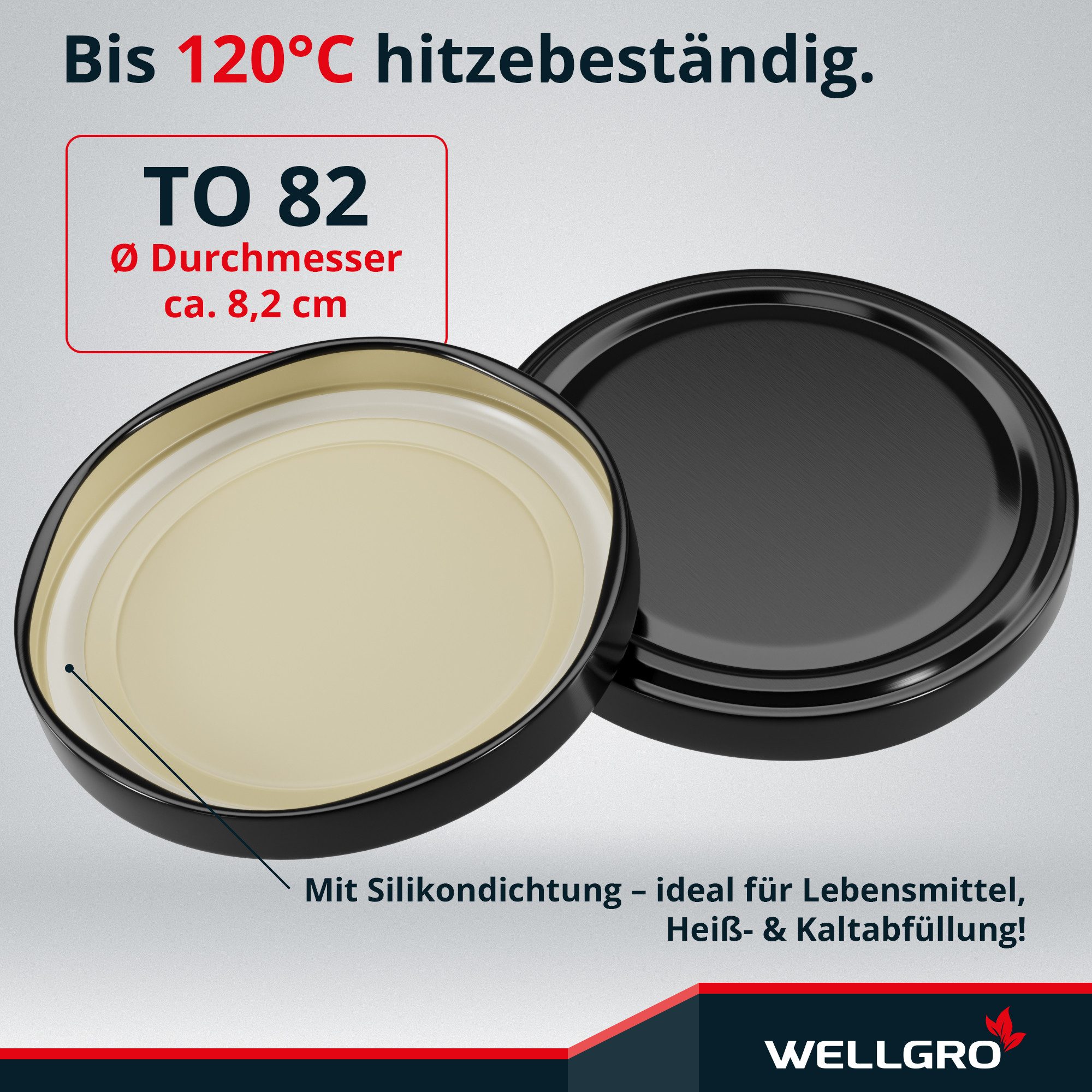 Wellgro Vorratsglas Einmachdeckel TO 82 - Twist-Off-Deckel, (50-tlg)
