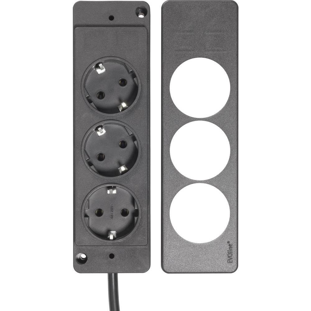 Evoline 3fach Steckdosenleiste mit Flachstecker 151000156100 Steckdosenleiste (Kabellänge 1.50 m)