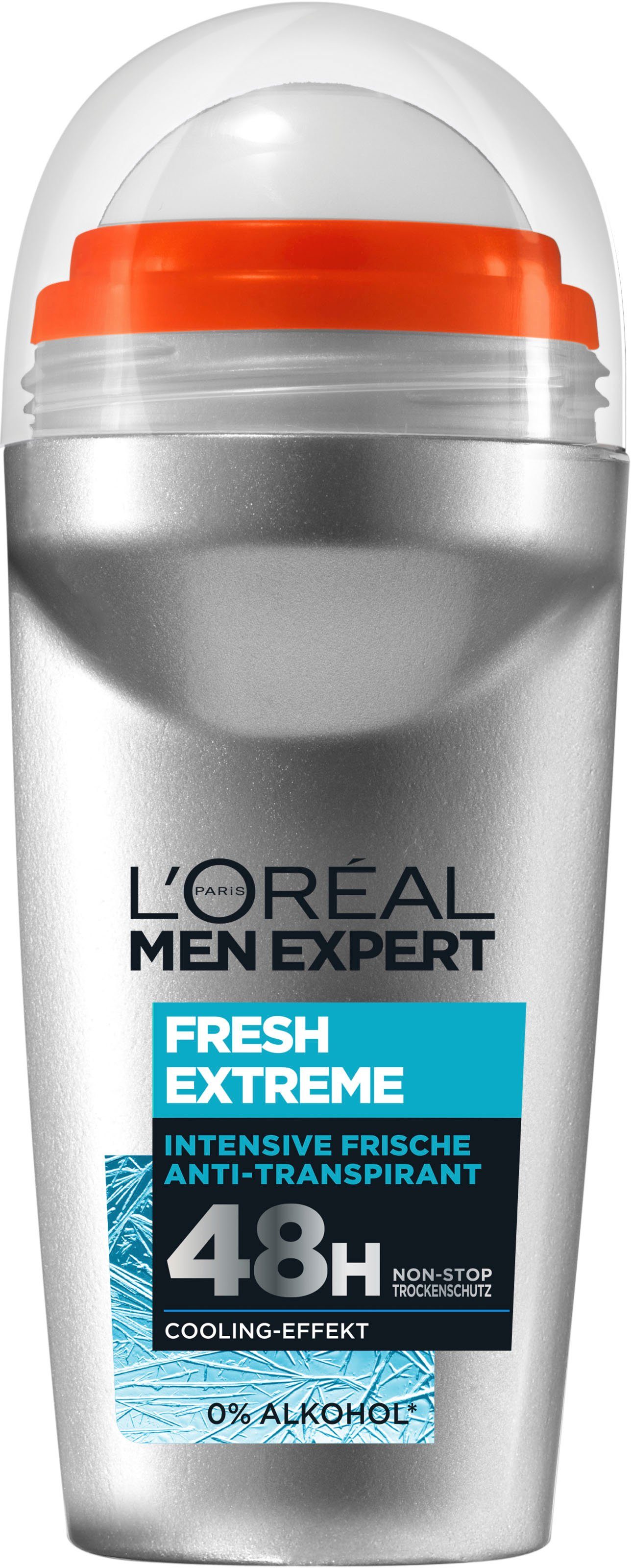 L'ORÉAL PARIS MEN EXPERT Deo-Roller Deo Roll-on Extreme Fresh, Packung, 6-tlg., mit hoher Zuverlässigkeit