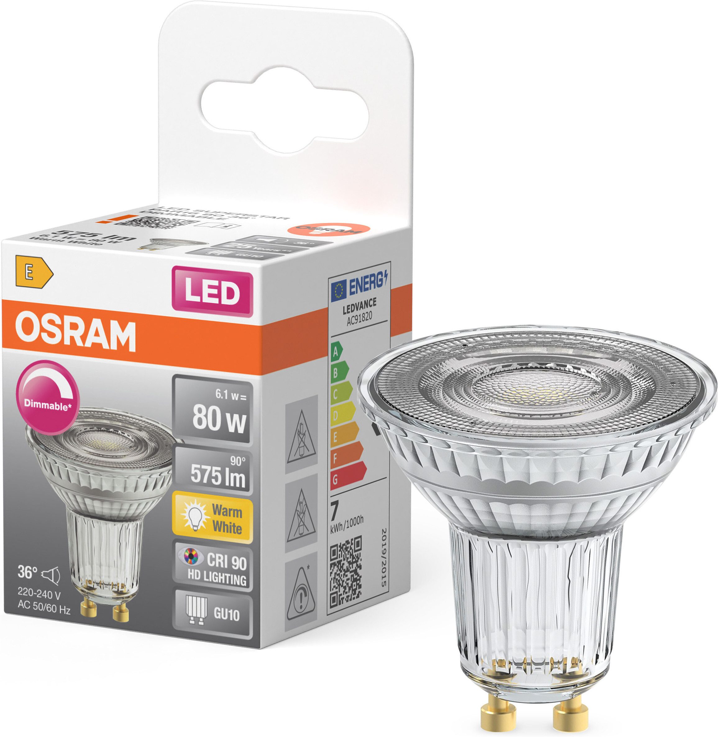 Osram LED-Leuchtmittel LED SUPERSTAR PAR16 Reflektorlampe, GU10, 1 St., Warmweiß